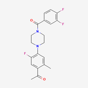molecular formula C20H19F3N2O2 B3438314 1-{4-[4-(3,4-difluorobenzoyl)-1-piperazinyl]-5-fluoro-2-methylphenyl}ethanone 