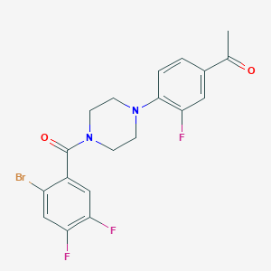 molecular formula C19H16BrF3N2O2 B3438321 1-{4-[4-(2-bromo-4,5-difluorobenzoyl)-1-piperazinyl]-3-fluorophenyl}ethanone CAS No. 5791-75-3