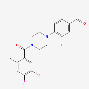molecular formula C20H19F3N2O2 B3438328 1-{4-[4-(4,5-difluoro-2-methylbenzoyl)-1-piperazinyl]-3-fluorophenyl}ethanone 
