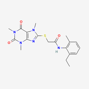 molecular formula C19H23N5O3S B3438353 N-(2-ethyl-6-methylphenyl)-2-[(1,3,7-trimethyl-2,6-dioxo-2,3,6,7-tetrahydro-1H-purin-8-yl)thio]acetamide 