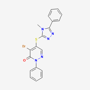 molecular formula C19H14BrN5OS B3438376 4-bromo-5-[(4-methyl-5-phenyl-4H-1,2,4-triazol-3-yl)thio]-2-phenyl-3(2H)-pyridazinone 