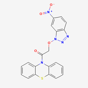 molecular formula C20H13N5O4S B3438424 10-{[(6-nitro-1H-1,2,3-benzotriazol-1-yl)oxy]acetyl}-10H-phenothiazine 