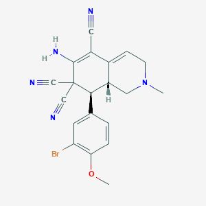 molecular formula C20H18BrN5O B343845 6-amino-8-(3-bromo-4-methoxyphenyl)-2-methyl-2,3,8,8a-tetrahydro-5,7,7(1H)-isoquinolinetricarbonitrile 