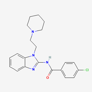 molecular formula C21H23ClN4O B3438455 4-chloro-N-{1-[2-(1-piperidinyl)ethyl]-1H-benzimidazol-2-yl}benzamide 