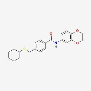 4-[(cyclohexylthio)methyl]-N-(2,3-dihydro-1,4-benzodioxin-6-yl)benzamide