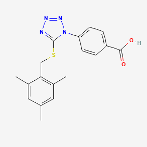 molecular formula C18H18N4O2S B3438474 4-{5-[(mesitylmethyl)thio]-1H-tetrazol-1-yl}benzoic acid 