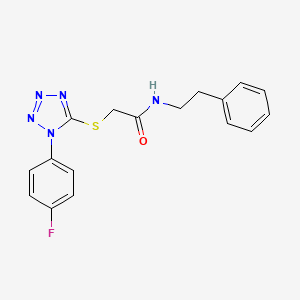 2-{[1-(4-fluorophenyl)-1H-tetrazol-5-yl]thio}-N-(2-phenylethyl)acetamide