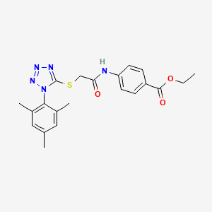 molecular formula C21H23N5O3S B3438534 ethyl 4-({[(1-mesityl-1H-tetrazol-5-yl)thio]acetyl}amino)benzoate 