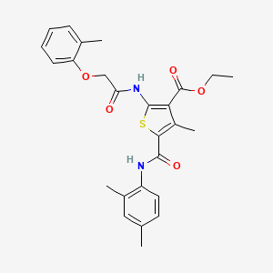 molecular formula C26H28N2O5S B3438540 ethyl 5-{[(2,4-dimethylphenyl)amino]carbonyl}-4-methyl-2-{[(2-methylphenoxy)acetyl]amino}-3-thiophenecarboxylate 
