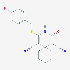 2-[(4-Fluorobenzyl)sulfanyl]-4-oxo-3-azaspiro[5.5]undec-1-ene-1,5-dicarbonitrile