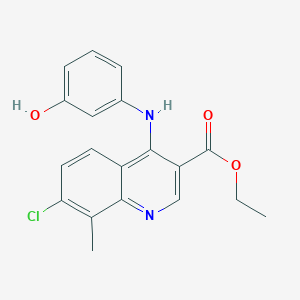 molecular formula C19H17ClN2O3 B3438572 ethyl 7-chloro-4-[(3-hydroxyphenyl)amino]-8-methyl-3-quinolinecarboxylate 