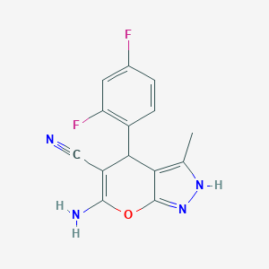 molecular formula C14H10F2N4O B343869 6-Amino-4-(2,4-difluorophenyl)-3-methyl-2,4-dihydropyrano[2,3-c]pyrazole-5-carbonitrile 