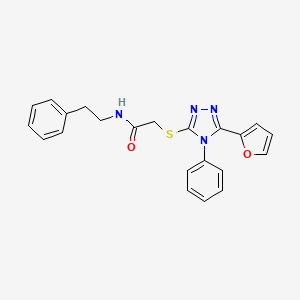 molecular formula C22H20N4O2S B3438716 2-{[5-(2-furyl)-4-phenyl-4H-1,2,4-triazol-3-yl]thio}-N-(2-phenylethyl)acetamide 