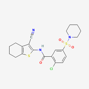 2-chloro-N-(3-cyano-4,5,6,7-tetrahydro-1-benzothien-2-yl)-5-(1-piperidinylsulfonyl)benzamide
