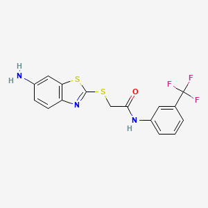 molecular formula C16H12F3N3OS2 B3438781 2-[(6-amino-1,3-benzothiazol-2-yl)thio]-N-[3-(trifluoromethyl)phenyl]acetamide 
