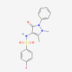 molecular formula C17H16FN3O3S B3438789 N-(1,5-dimethyl-3-oxo-2-phenyl-2,3-dihydro-1H-pyrazol-4-yl)-4-fluorobenzenesulfonamide 