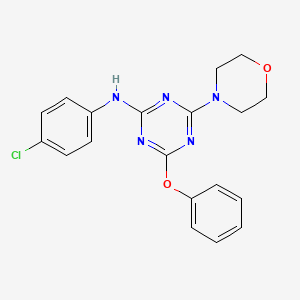 molecular formula C19H18ClN5O2 B3438791 N-(4-chlorophenyl)-4-(4-morpholinyl)-6-phenoxy-1,3,5-triazin-2-amine 