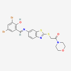 2,4-dibromo-6-[({2-[(2-morpholin-4-yl-2-oxoethyl)thio]-1,3-benzothiazol-6-yl}imino)methyl]phenol