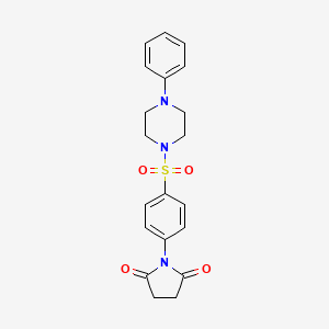molecular formula C20H21N3O4S B3438801 1-{4-[(4-phenyl-1-piperazinyl)sulfonyl]phenyl}-2,5-pyrrolidinedione 