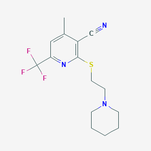 molecular formula C15H18F3N3S B343881 4-Methyl-2-(2-piperidin-1-yl-ethylsulfanyl)-6-trifluoromethyl-nicotinonitrile 