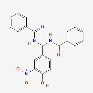 molecular formula C21H17N3O5 B3438826 N,N'-[(4-hydroxy-3-nitrophenyl)methylene]dibenzamide 