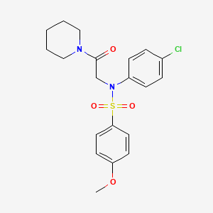 molecular formula C20H23ClN2O4S B3438844 N-(4-chlorophenyl)-4-methoxy-N-[2-oxo-2-(1-piperidinyl)ethyl]benzenesulfonamide 