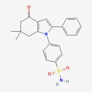 molecular formula C22H22N2O3S B3438869 4-(6,6-dimethyl-4-oxo-2-phenyl-4,5,6,7-tetrahydro-1H-indol-1-yl)benzenesulfonamide 