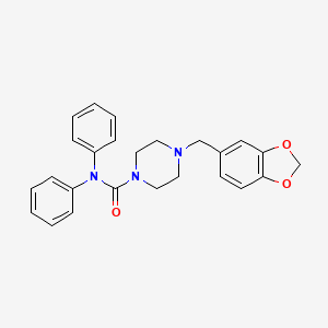 4-(1,3-benzodioxol-5-ylmethyl)-N,N-diphenyl-1-piperazinecarboxamide