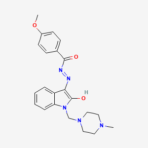 molecular formula C22H25N5O3 B3438942 4-methoxy-N'-{1-[(4-methyl-1-piperazinyl)methyl]-2-oxo-1,2-dihydro-3H-indol-3-ylidene}benzohydrazide 
