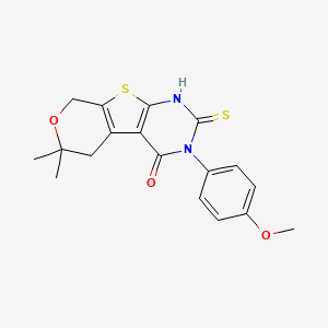 3-(4-methoxyphenyl)-6,6-dimethyl-2-thioxo-1,2,3,5,6,8-hexahydro-4H-pyrano[4',3':4,5]thieno[2,3-d]pyrimidin-4-one