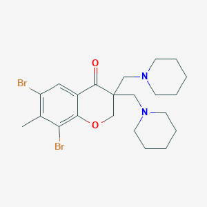 molecular formula C22H30Br2N2O2 B3438976 6,8-dibromo-7-methyl-3,3-bis(1-piperidinylmethyl)-2,3-dihydro-4H-chromen-4-one 