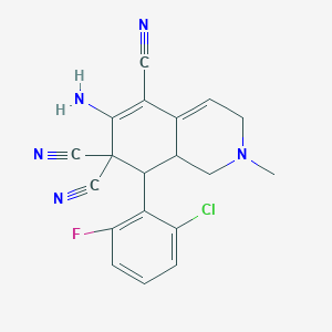 molecular formula C19H15ClFN5 B343898 6-amino-8-(2-chloro-6-fluorophenyl)-2-methyl-2,3,8,8a-tetrahydroisoquinoline-5,7,7(1H)-tricarbonitrile 