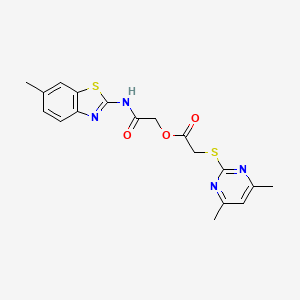 molecular formula C18H18N4O3S2 B3438980 2-[(6-methyl-1,3-benzothiazol-2-yl)amino]-2-oxoethyl [(4,6-dimethyl-2-pyrimidinyl)thio]acetate 