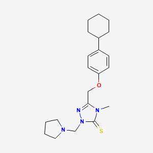molecular formula C21H30N4OS B3438994 5-[(4-cyclohexylphenoxy)methyl]-4-methyl-2-(1-pyrrolidinylmethyl)-2,4-dihydro-3H-1,2,4-triazole-3-thione 
