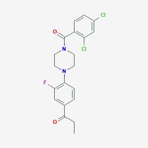 molecular formula C20H19Cl2FN2O2 B3439084 1-{4-[4-(2,4-dichlorobenzoyl)-1-piperazinyl]-3-fluorophenyl}-1-propanone 