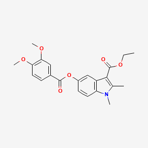 molecular formula C22H23NO6 B3439109 ethyl 5-[(3,4-dimethoxybenzoyl)oxy]-1,2-dimethyl-1H-indole-3-carboxylate 