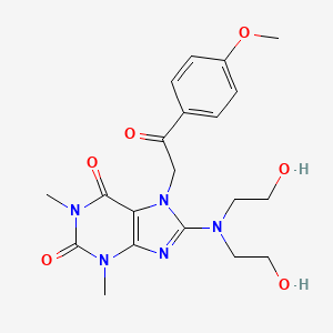 molecular formula C20H25N5O6 B3439163 8-[bis(2-hydroxyethyl)amino]-7-[2-(4-methoxyphenyl)-2-oxoethyl]-1,3-dimethyl-3,7-dihydro-1H-purine-2,6-dione 
