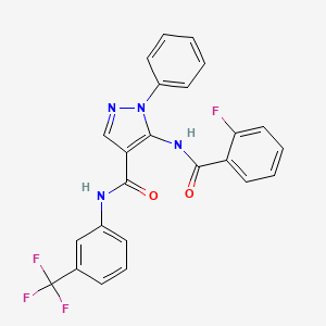 molecular formula C24H16F4N4O2 B3439167 5-[(2-fluorobenzoyl)amino]-1-phenyl-N-[3-(trifluoromethyl)phenyl]-1H-pyrazole-4-carboxamide 
