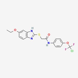 molecular formula C18H16ClF2N3O3S B3439215 N-{4-[chloro(difluoro)methoxy]phenyl}-2-[(5-ethoxy-1H-benzimidazol-2-yl)thio]acetamide 