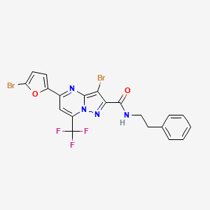 molecular formula C20H13Br2F3N4O2 B3439218 3-bromo-5-(5-bromo-2-furyl)-N-(2-phenylethyl)-7-(trifluoromethyl)pyrazolo[1,5-a]pyrimidine-2-carboxamide 