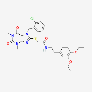 molecular formula C28H32ClN5O5S B3439235 2-{[7-(2-chlorobenzyl)-1,3-dimethyl-2,6-dioxo-2,3,6,7-tetrahydro-1H-purin-8-yl]thio}-N-[2-(3,4-diethoxyphenyl)ethyl]acetamide 