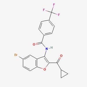 molecular formula C20H13BrF3NO3 B3439243 N-[5-bromo-2-(cyclopropylcarbonyl)-1-benzofuran-3-yl]-4-(trifluoromethyl)benzamide 