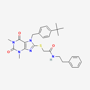 molecular formula C28H33N5O3S B3439272 2-{[7-(4-tert-butylbenzyl)-1,3-dimethyl-2,6-dioxo-2,3,6,7-tetrahydro-1H-purin-8-yl]thio}-N-(2-phenylethyl)acetamide 
