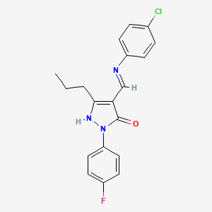 molecular formula C19H17ClFN3O B3439294 4-{[(4-chlorophenyl)amino]methylene}-2-(4-fluorophenyl)-5-propyl-2,4-dihydro-3H-pyrazol-3-one 