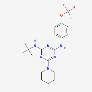 molecular formula C19H25F3N6O B3439367 N-(tert-butyl)-6-piperidin-1-yl-N'-[4-(trifluoromethoxy)phenyl]-1,3,5-triazine-2,4-diamine 