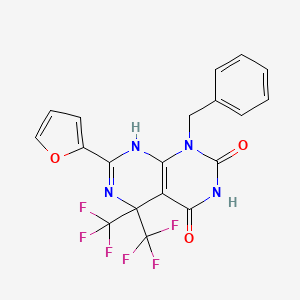 1-benzyl-7-(2-furyl)-5,5-bis(trifluoromethyl)-5,8-dihydropyrimido[4,5-d]pyrimidine-2,4(1H,3H)-dione