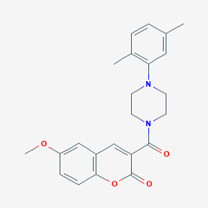 molecular formula C23H24N2O4 B3439419 3-{[4-(2,5-dimethylphenyl)-1-piperazinyl]carbonyl}-6-methoxy-2H-chromen-2-one 