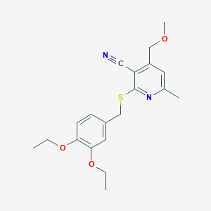 molecular formula C20H24N2O3S B3439432 2-[(3,4-diethoxybenzyl)thio]-4-(methoxymethyl)-6-methylnicotinonitrile 