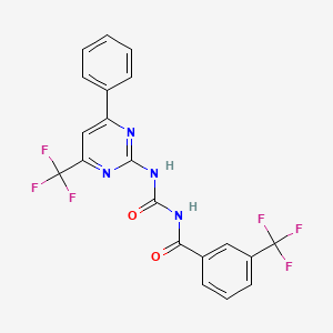 molecular formula C20H12F6N4O2 B3439469 N-({[4-phenyl-6-(trifluoromethyl)pyrimidin-2-yl]amino}carbonyl)-3-(trifluoromethyl)benzamide 