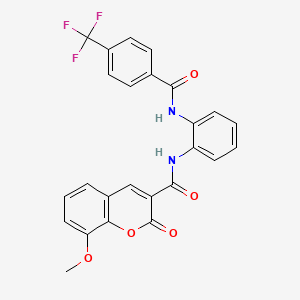 molecular formula C25H17F3N2O5 B3439498 8-methoxy-2-oxo-N-(2-{[4-(trifluoromethyl)benzoyl]amino}phenyl)-2H-chromene-3-carboxamide 